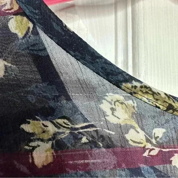 Denver Hayes  Boho Blouse Sheet Flowy Floral Blue/White/Brown Size Extra Large - Picture 14 of 16
